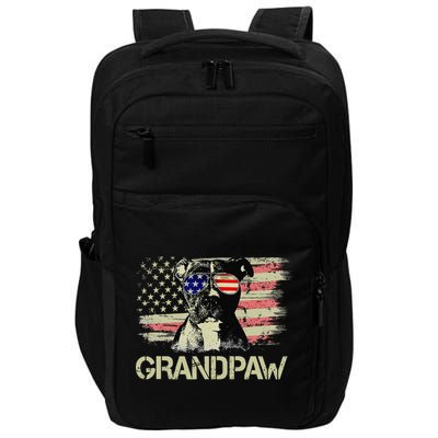 Grandpaw Pitbull American Flag Sunglasses Pittie Dog Grandpa Impact Tech Backpack