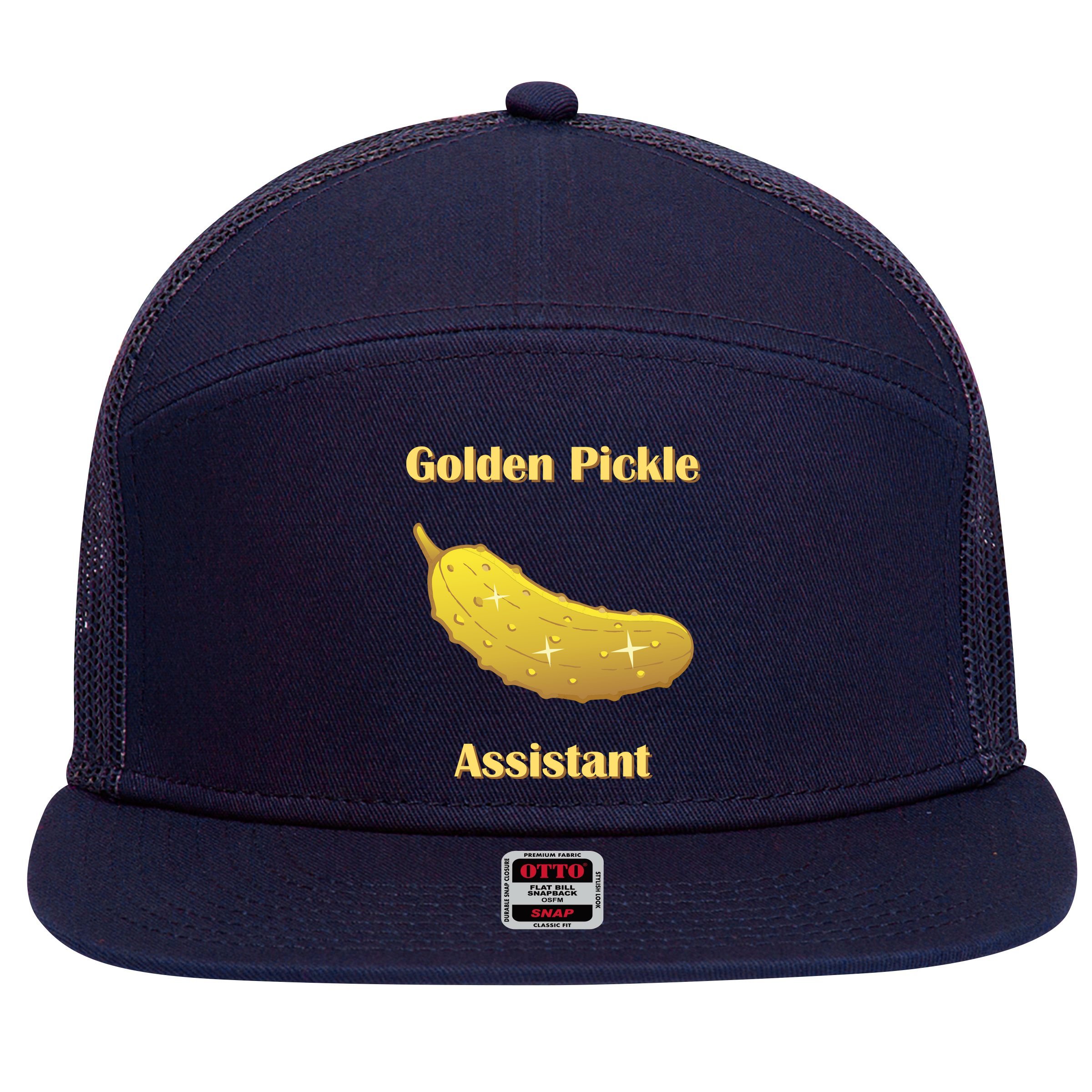 Golden Pickle Assistant | Golden Pickle | Fun Pickleball | Pickleball Award 7 Panel Mesh Trucker Snapback Hat