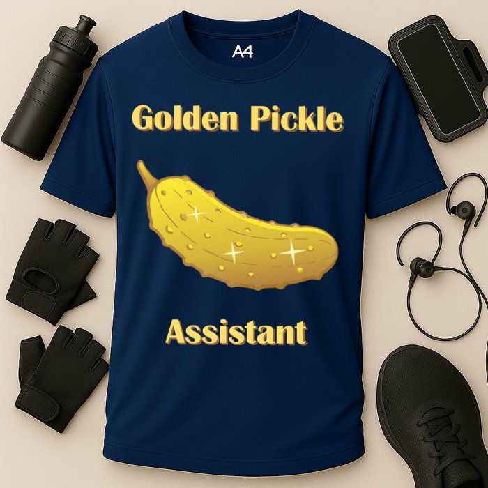 Golden Pickle Assistant | Golden Pickle | Fun Pickleball | Pickleball Award Cooling Performance Crew T-Shirt