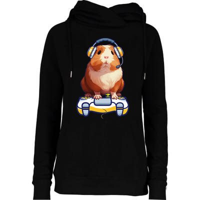 Guinea Pig And Video Gamer Lover Womens Funnel Neck Pullover Hood