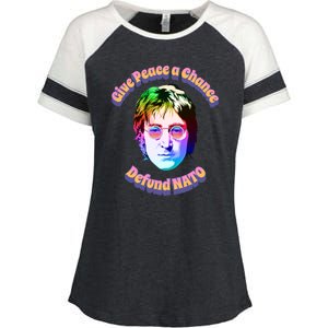 Give Peace A Chance Retro Peace Defund NATO Enza Ladies Jersey Colorblock Tee