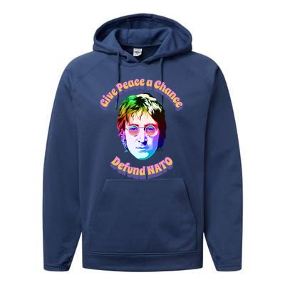 Give Peace A Chance Retro Peace Defund NATO Performance Fleece Hoodie