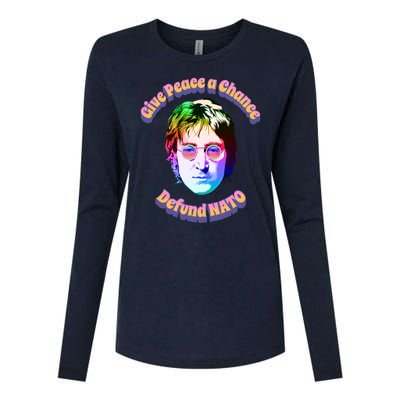 Give Peace A Chance Retro Peace Defund NATO Womens Cotton Relaxed Long Sleeve T-Shirt