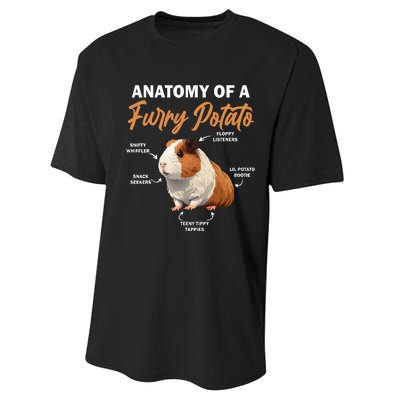 Guinea Pig Anatomy Of A Furry Potato Guinea Pig Funny Performance Sprint T-Shirt