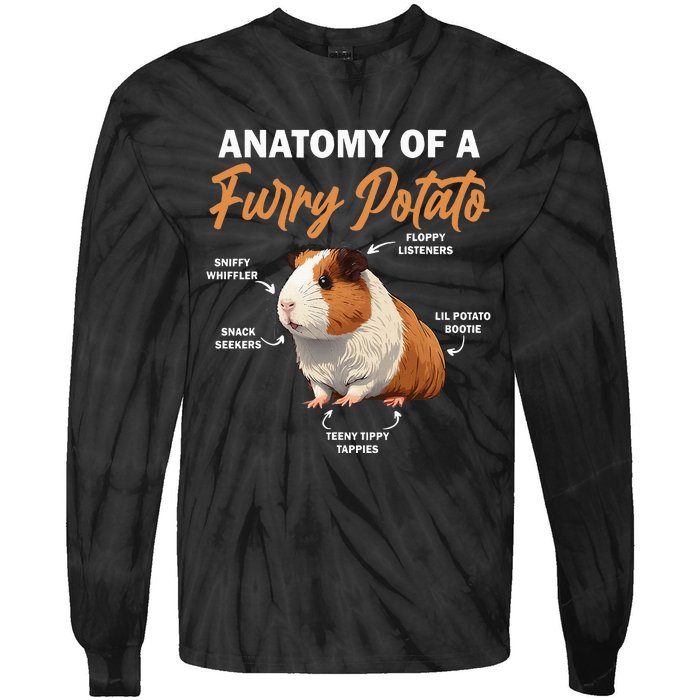 Guinea Pig Anatomy Of A Furry Potato Guinea Pig Funny Tie-Dye Long Sleeve Shirt