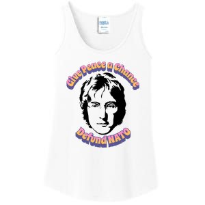 Give Peace A Chance Retro Peace Defund NATO Ladies Essential Tank