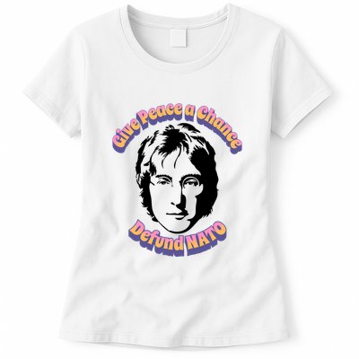 Give Peace A Chance Retro Peace Defund NATO Womens T-Shirt