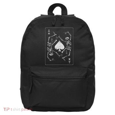 Goth Punk Ace Of Spades Card Shark Gambler Skeleton 16 in Basic Backpack