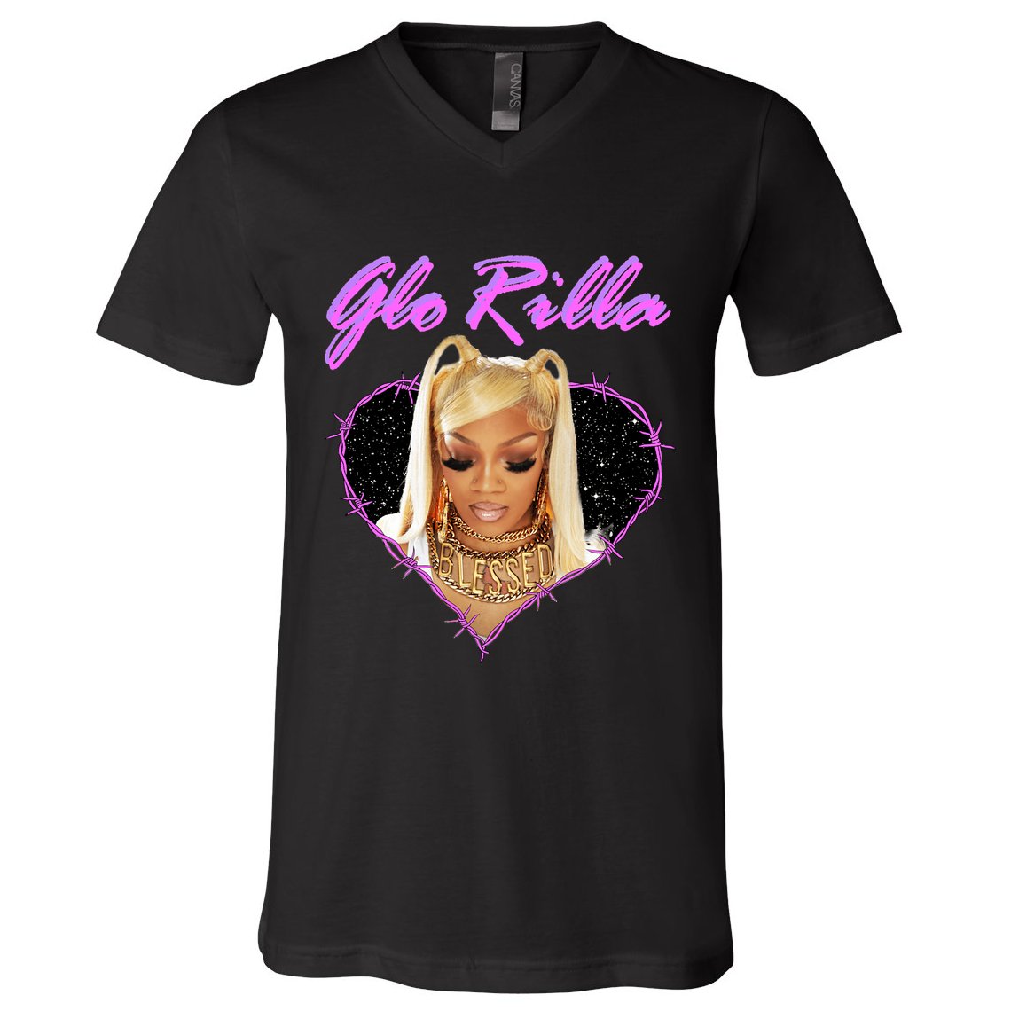 Glorilla Portrait American Rapper Rap Music Vintage V-Neck T-Shirt