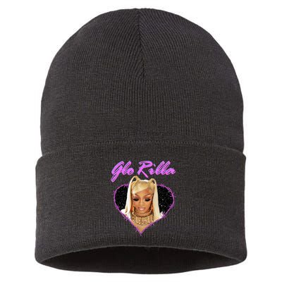 Glorilla Portrait American Rapper Rap Music Vintage Sustainable Knit Beanie