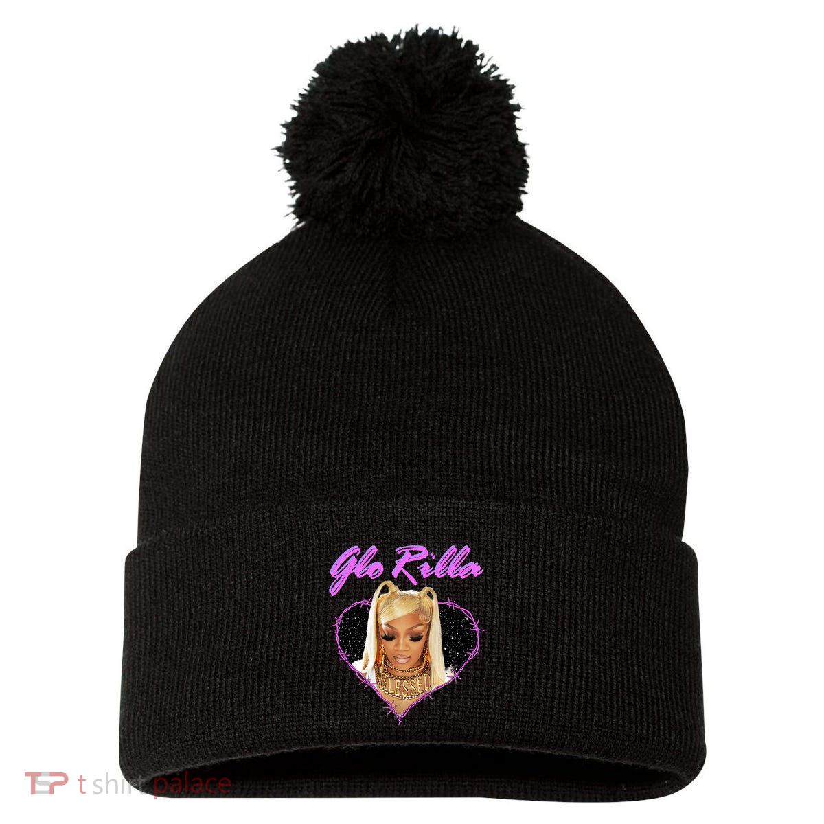 Glorilla Portrait American Rapper Rap Music Vintage Pom Pom 12in Knit Beanie