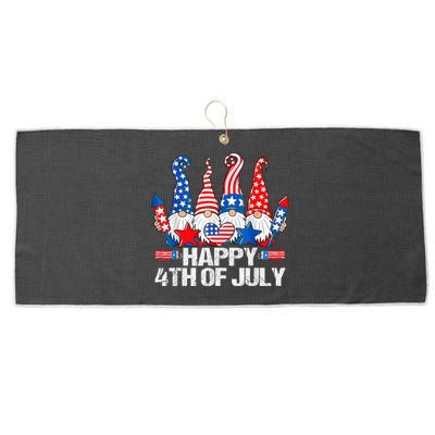 Gnomes Patriotic American Flag Cute Gnomes 4th Of July Gift Large Microfiber Waffle Golf Towel