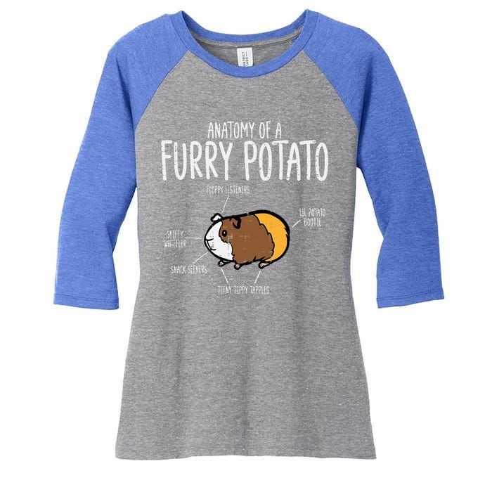 Guinea Pig Anatomy Of Furry Potato Funny Cavy Women's Tri-Blend 3/4-Sleeve Raglan Shirt