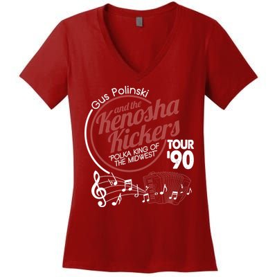 Gus Polinski And The Kenosha Kickers Polka King Of The Midwest 1990 Tour Women's V-Neck T-Shirt