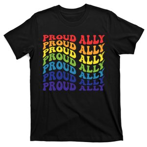 Groovy Proud Ally Lgbt Support T-Shirt