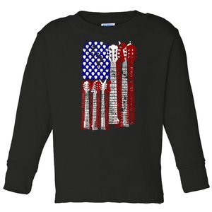 Guitar Plectrum American Flag Band Gift Toddler Long Sleeve Shirt