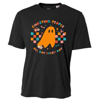 Ghosting People All Day Every Day Groovy Retro Halloween Cooling Performance Crew T-Shirt