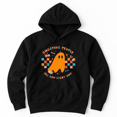 Ghosting People All Day Every Day Groovy Retro Halloween Hoodie