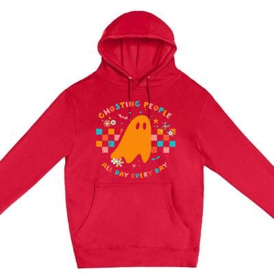 Ghosting People All Day Every Day Groovy Retro Halloween Premium Pullover Hoodie