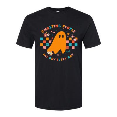 Ghosting People All Day Every Day Groovy Retro Halloween Softstyle CVC T-Shirt