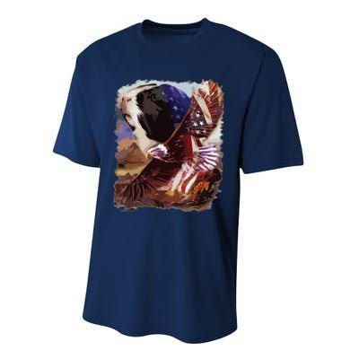 Guinea Pig American Flag 4th July Independence Eagle Performance Sprint T-Shirt