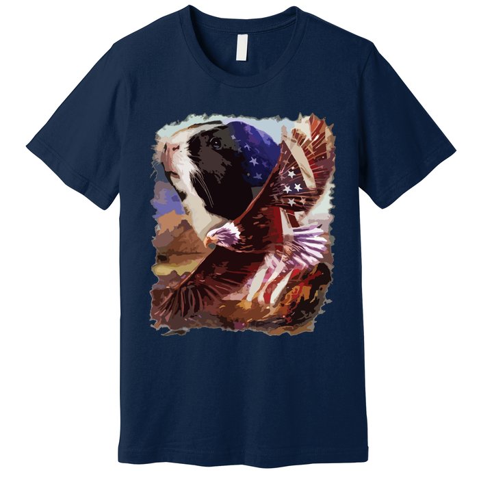 Guinea Pig American Flag 4th July Independence Eagle Premium T-Shirt