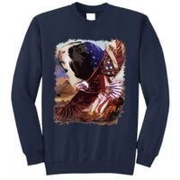 Guinea Pig American Flag 4th July Independence Eagle Tall Sweatshirt