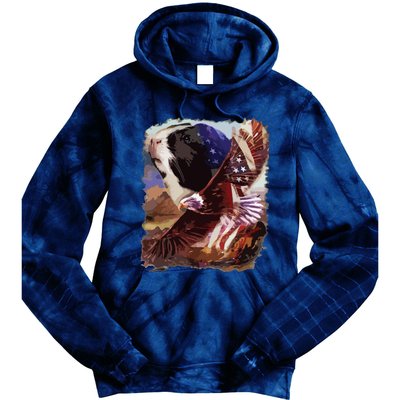 Guinea Pig American Flag 4th July Independence Eagle Tie Dye Hoodie