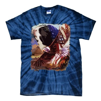 Guinea Pig American Flag 4th July Independence Eagle Tie-Dye T-Shirt