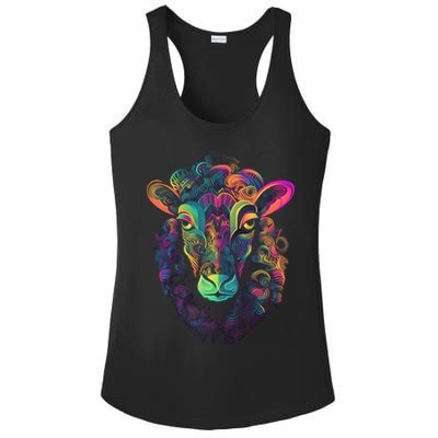 Graffiti Pop Art Of Sheep Animal Graphic Tees For Ladies PosiCharge Competitor Racerback Tank