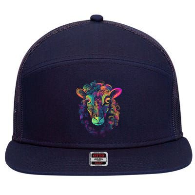 Graffiti Pop Art Of Sheep Animal Graphic Tees For 7 Panel Mesh Trucker Snapback Hat