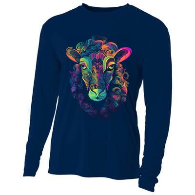 Graffiti Pop Art Of Sheep Animal Graphic Tees For Cooling Performance Long Sleeve Crew
