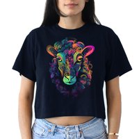 Graffiti Pop Art Of Sheep Animal Graphic Tees For Crop Top