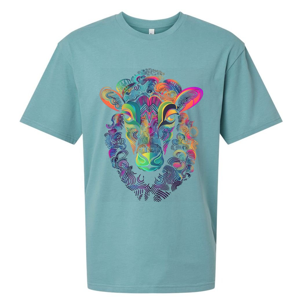 Graffiti Pop Art Of Sheep Animal Graphic Tees For Sueded Cloud Jersey T-Shirt