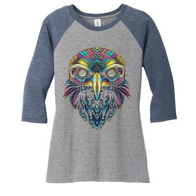 Graffiti Pop Art Of Eagle Animal Graphic Tees For Women's Tri-Blend 3/4-Sleeve Raglan Shirt