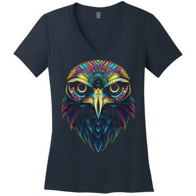 Graffiti Pop Art Of Eagle Animal Graphic Tees For Women's V-Neck T-Shirt