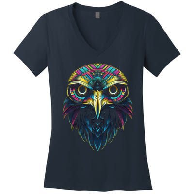 Graffiti Pop Art Of Eagle Animal Graphic Tees For Women's V-Neck T-Shirt