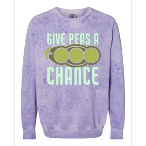 Give Peas A Chance Funny Veggie Veganism Food Cool Gift Colorblast Crewneck Sweatshirt