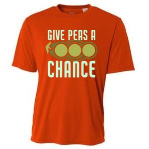 Give Peas A Chance Funny Veggie Veganism Food Cool Gift Cooling Performance Crew T-Shirt