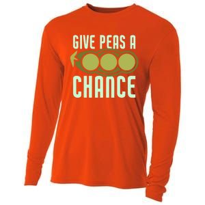 Give Peas A Chance Funny Veggie Veganism Food Cool Gift Cooling Performance Long Sleeve Crew