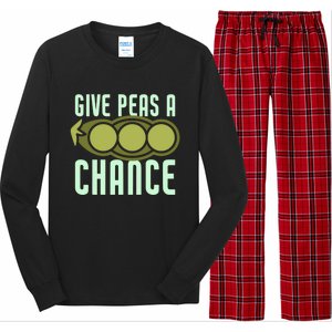 Give Peas A Chance Funny Veggie Veganism Food Cool Gift Long Sleeve Pajama Set