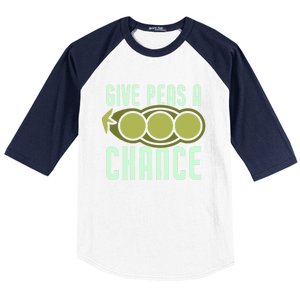 Give Peas A Chance Funny Veggie Veganism Food Cool Gift Baseball Sleeve Shirt