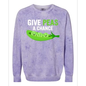 Give Peas A Chance Funny Veganism Veggie Funny Gift Colorblast Crewneck Sweatshirt