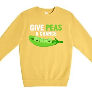 Give Peas A Chance Funny Veganism Veggie Funny Gift Premium Crewneck Sweatshirt