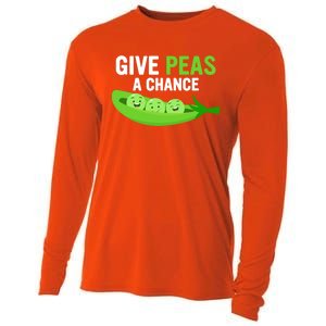 Give Peas A Chance Funny Veganism Veggie Funny Gift Cooling Performance Long Sleeve Crew