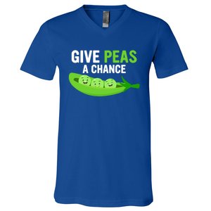 Give Peas A Chance Funny Veganism Veggie Funny Gift V-Neck T-Shirt