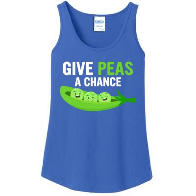 Give Peas A Chance Funny Veganism Veggie Funny Gift Ladies Essential Tank