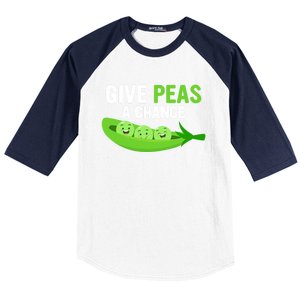 Give Peas A Chance Funny Veganism Veggie Funny Gift Baseball Sleeve Shirt