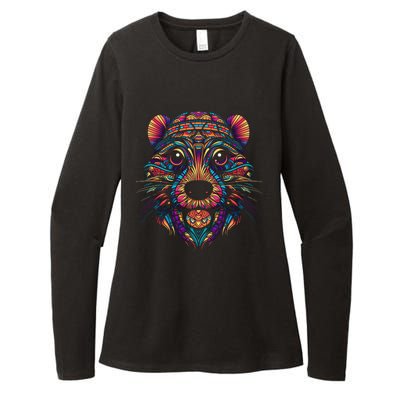 Graffiti Pop Art Of Beaver Animal Graphic Tees For Womens CVC Long Sleeve Shirt