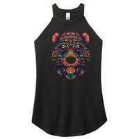 Graffiti Pop Art Of Beaver Animal Graphic Tees For Women’s Perfect Tri Rocker Tank